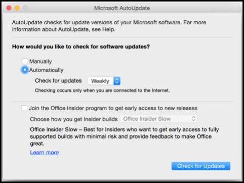 check for updates for microsoft office mac
